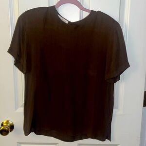 NWOT! Jones New York Short Sleeve Chocolate Brown Blouse. 100% Silk! Size 10
